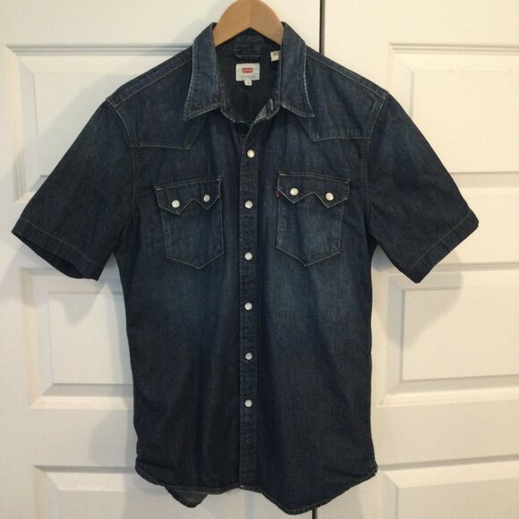 Levi's Mens Short Sleeve Denim Shirt with Pearl Snaps (M) - Picture 1 of 3
